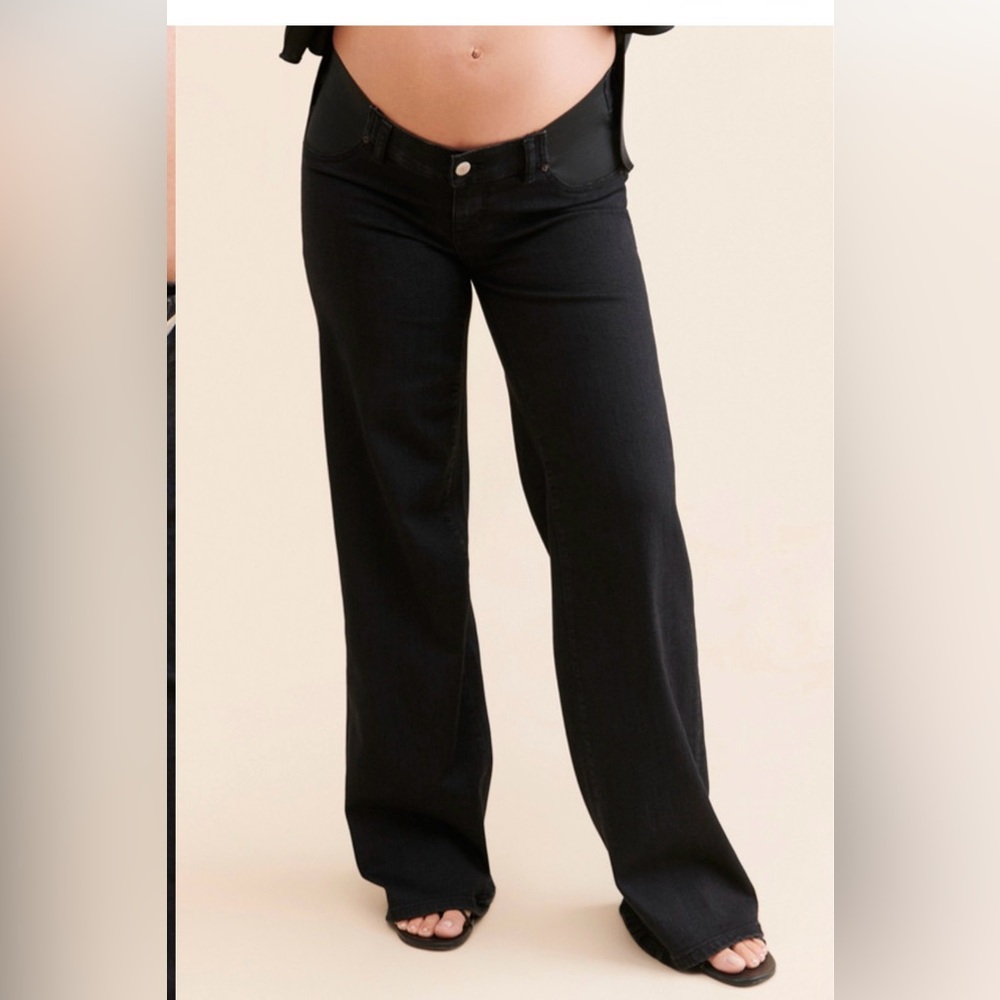 WARP + WEFT Black NCE Nice Cote Maternity Wide Leg Jeans